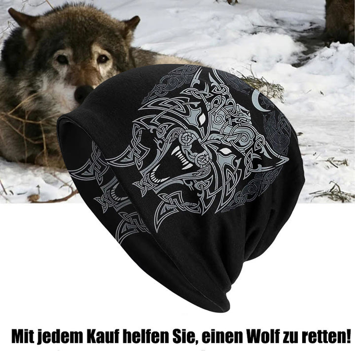 WorldNorse Wolves Keltische Gothic-Mütze - Wolf & Moon - image 0