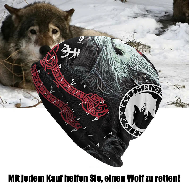 WorldNorse Wolves Fenrir Runes Beanie - Wolf - image 0