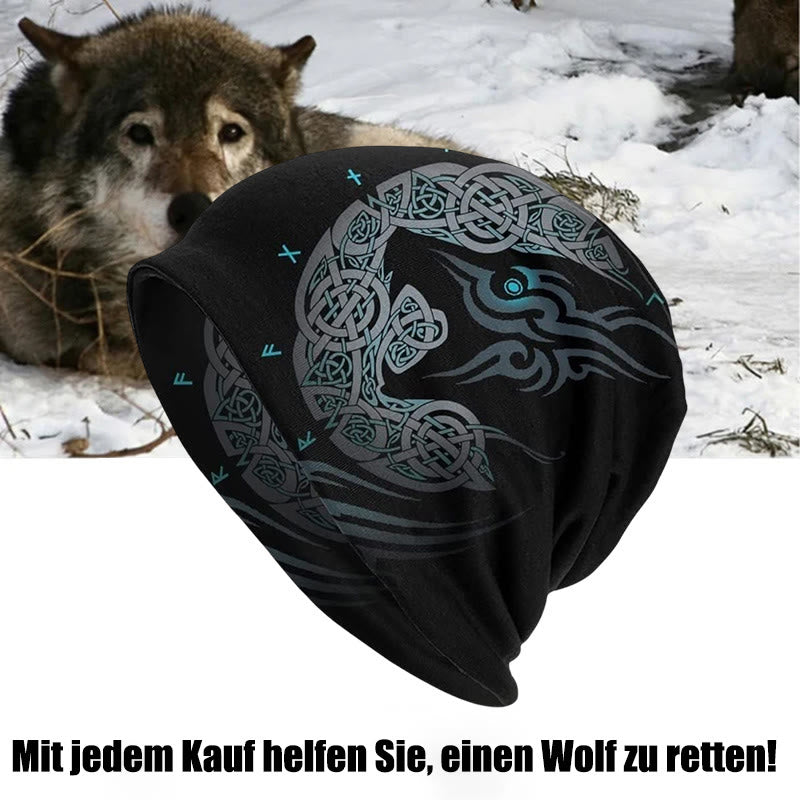 WorldNorse Wolves Keltischer Knoten Rune Beanie - Wolf & Rune - image 0