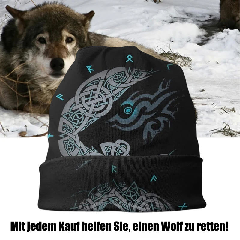 WorldNorse Wolves Keltischer Knoten Rune Beanie - image 1