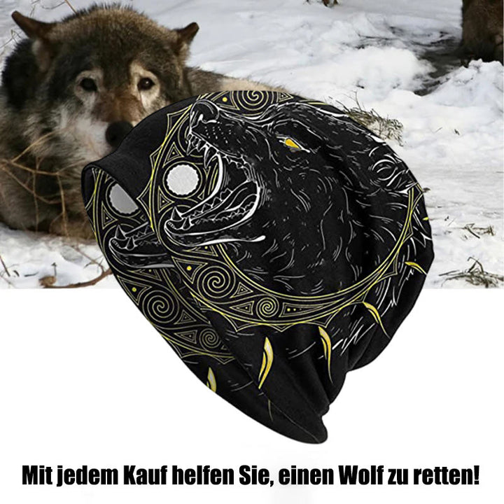 WorldNorse Wolves Keltischer Knoten Rune Beanie - Brüllender Wolf - image 3