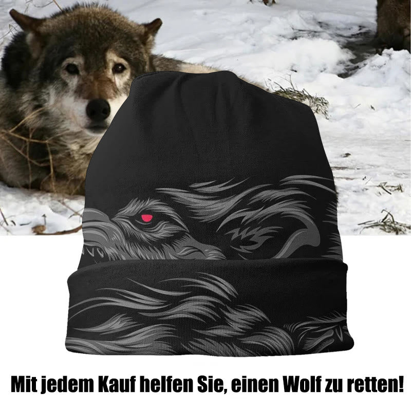 WorldNorse Viking Tattoo Fenrir Wolf Beanie - image 1