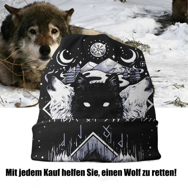 WorldNorse Vegvisir Runen mit Wolf Beanie - image 1