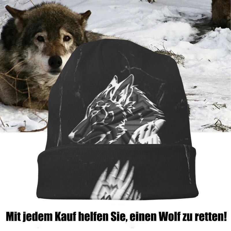 WorldNorse Wikinger Nordischer Wolf Raven Beanie - image 1
