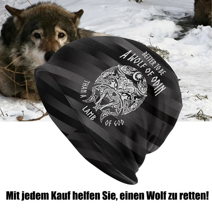 WorldNorse Besser, ein Wolf von Odin zu sein Beanie - Gestreifter Wolf - image 6