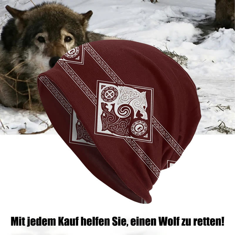 WorldNorse Doppelwölfe Nordische Beanie - Rot - image 0