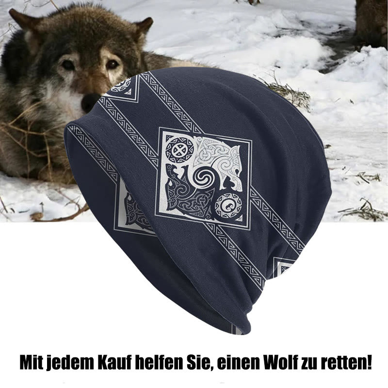 WorldNorse Doppelwölfe Nordische Beanie - Dunkelblau - image 4