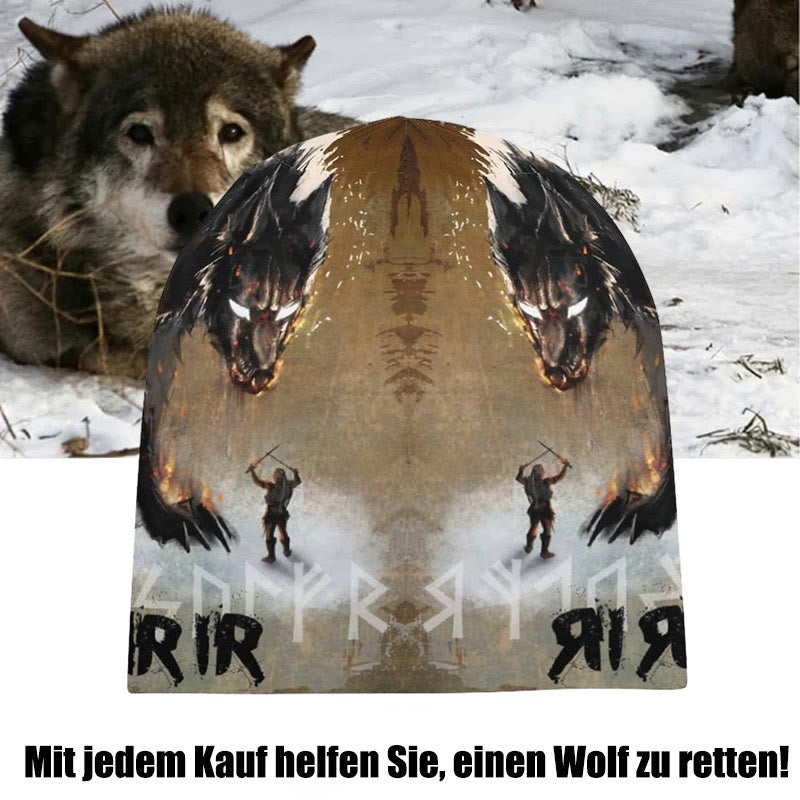 WorldNorse Rune Warriors With Wolves Beanie - image 1