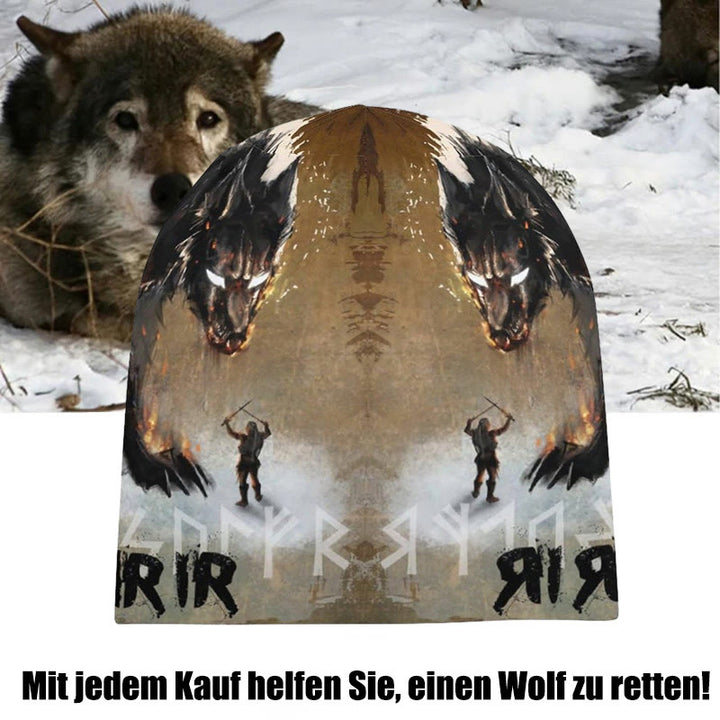 WorldNorse Rune Warriors With Wolves Beanie - image 1