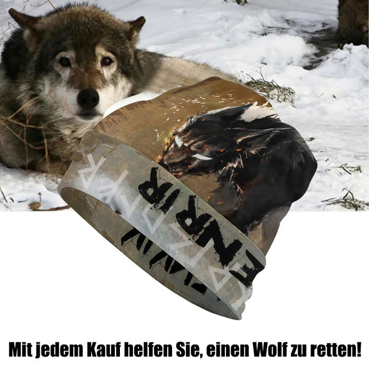 WorldNorse Rune Warriors With Wolves Beanie - Wolf - image 0