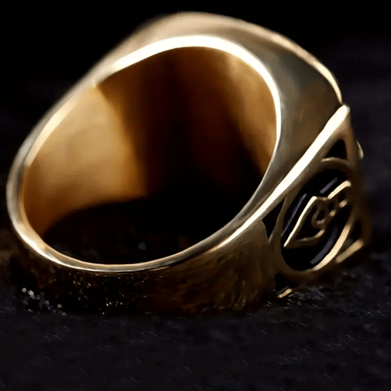 WorldNorse Freimaurer-Ring mit eingelegtem Edelstein