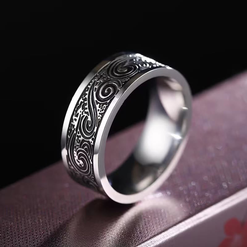 WorldNorse Retro-Ring aus Edelstahl mit Gravur