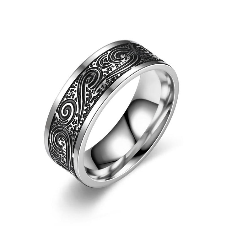 WorldNorse Retro-Ring aus Edelstahl mit Gravur