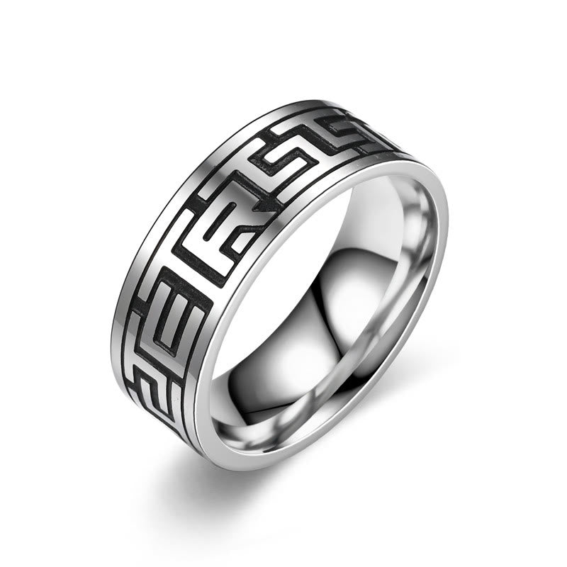 WorldNorse Retro-Ring aus Edelstahl mit Gravur