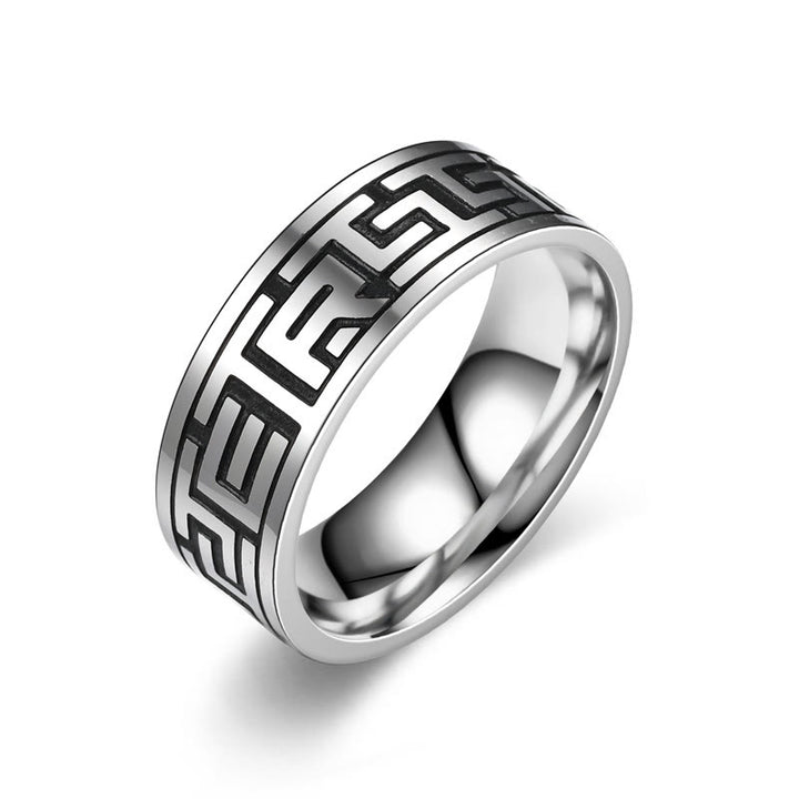 WorldNorse Retro-Ring aus Edelstahl mit Gravur