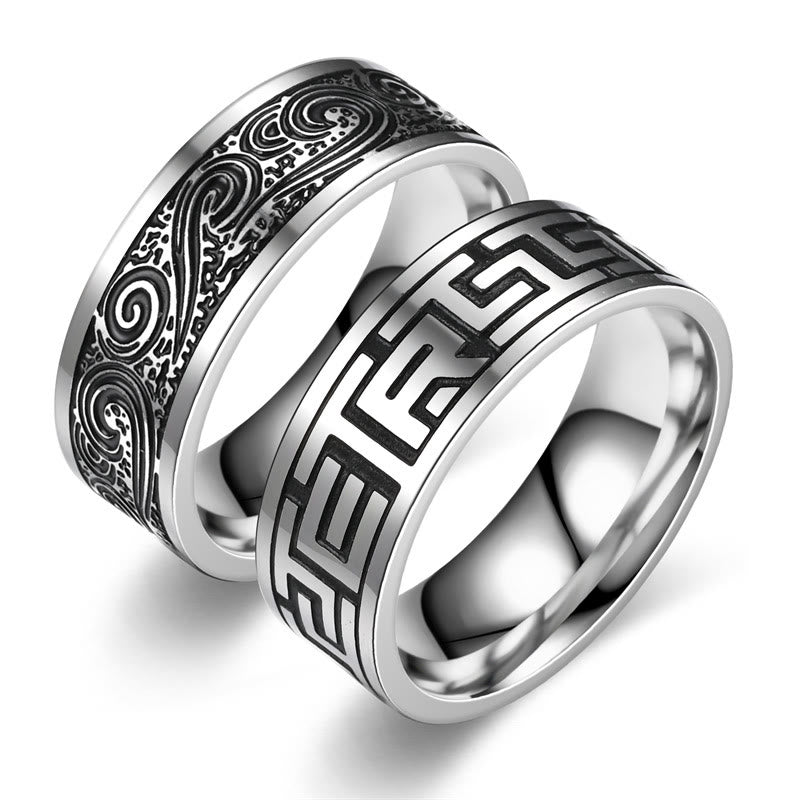 WorldNorse Retro-Ring aus Edelstahl mit Gravur