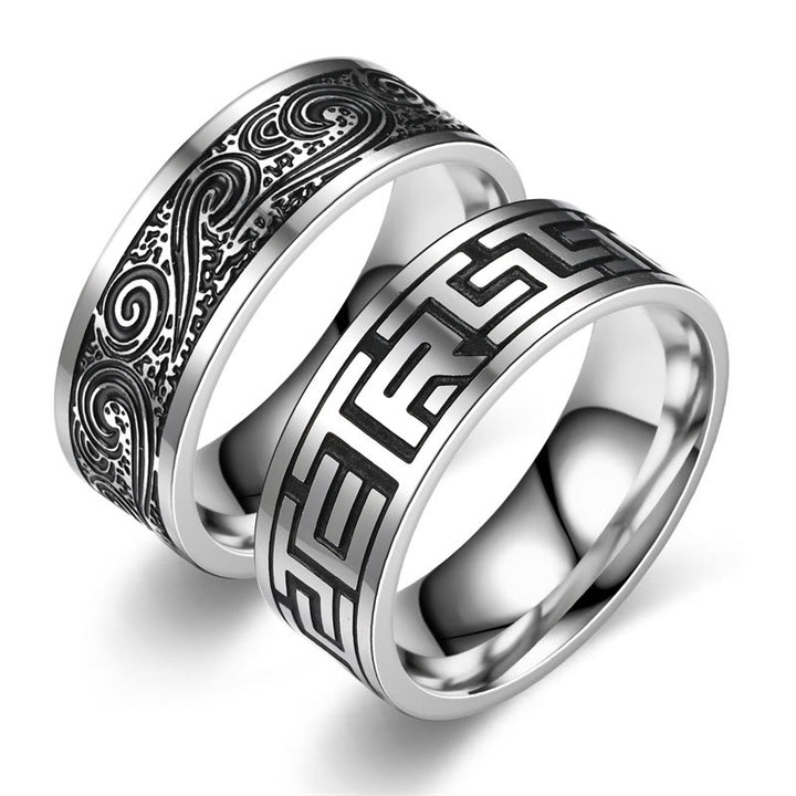 WorldNorse Retro-Ring aus Edelstahl mit Gravur