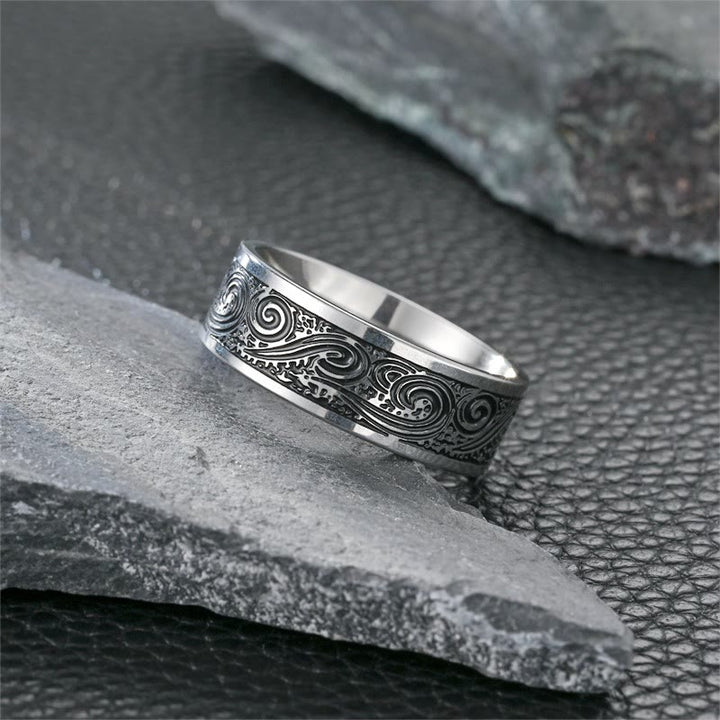 WorldNorse Retro-Ring aus Edelstahl mit Gravur