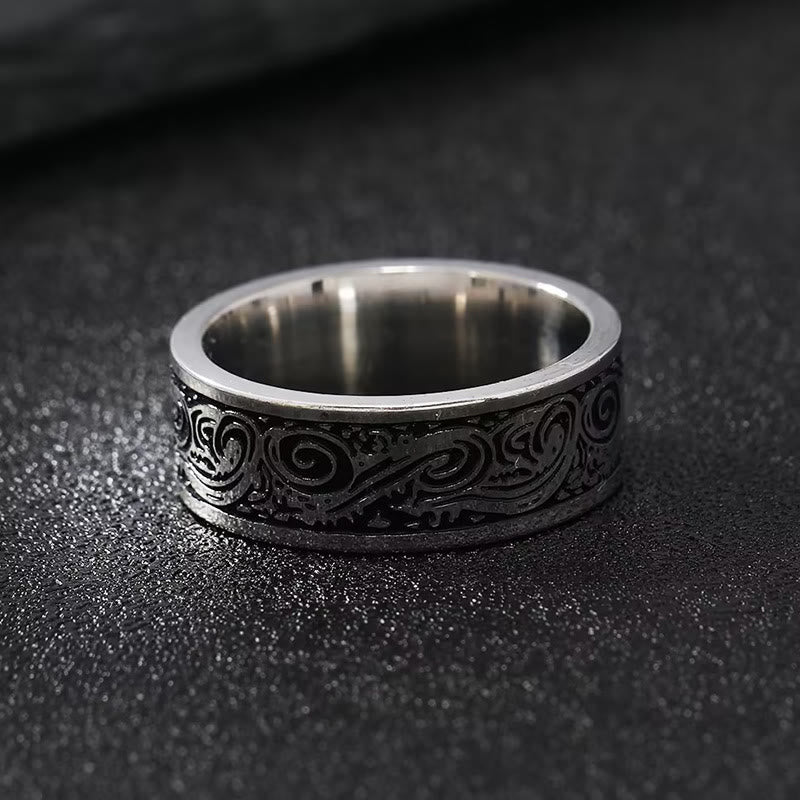 WorldNorse Retro-Ring aus Edelstahl mit Gravur
