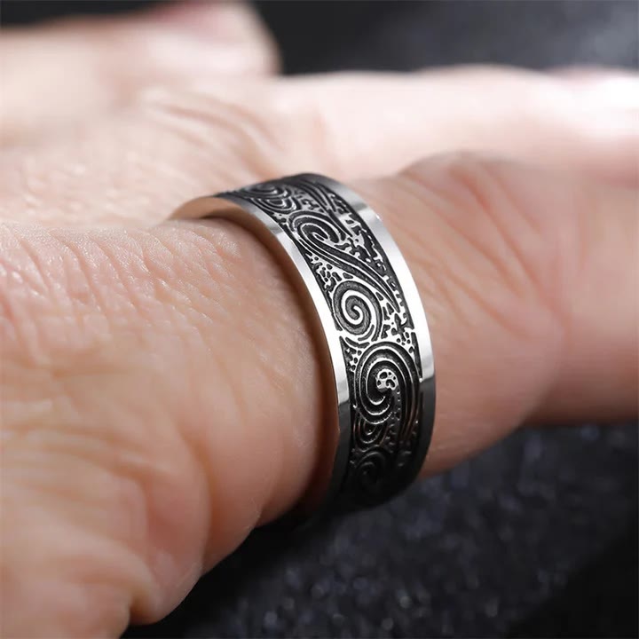 WorldNorse Retro-Ring aus Edelstahl mit Gravur