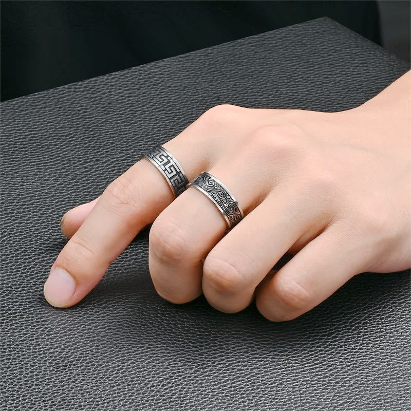 WorldNorse Retro-Ring aus Edelstahl mit Gravur