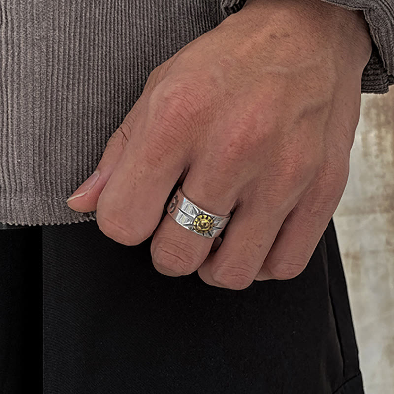 WorldNorse Gravierter fliegender Vogel Sonnenschein Verstellbarer offener Ring