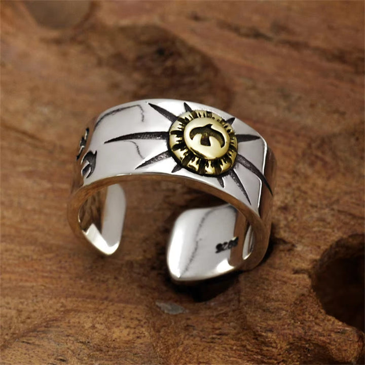 WorldNorse Gravierter fliegender Vogel Sonnenschein Verstellbarer offener Ring