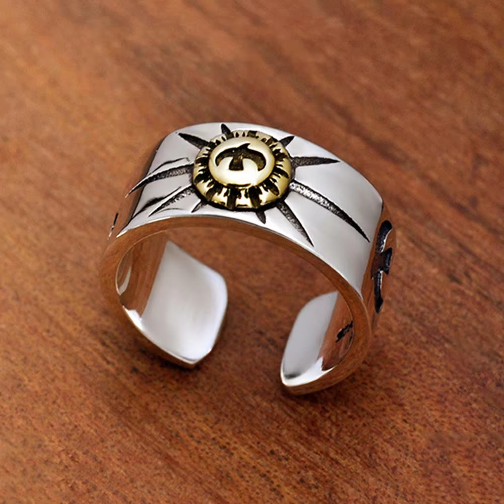 WorldNorse Gravierter fliegender Vogel Sonnenschein Verstellbarer offener Ring