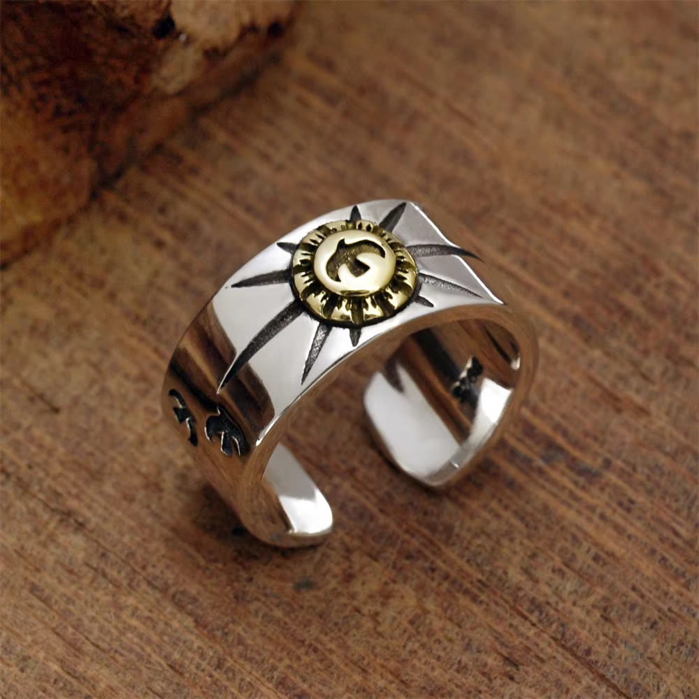 WorldNorse Gravierter fliegender Vogel Sonnenschein Verstellbarer offener Ring