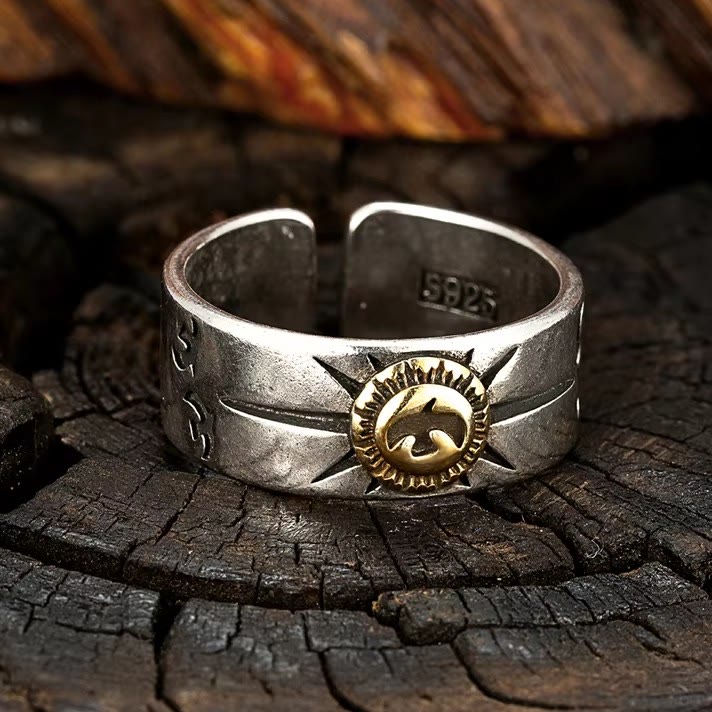 WorldNorse Gravierter fliegender Vogel Sonnenschein Verstellbarer offener Ring