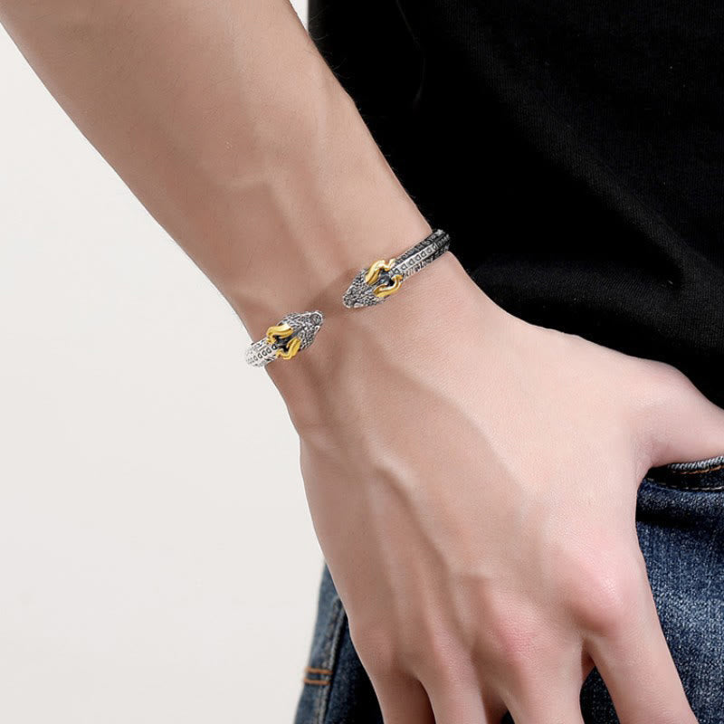 WorldNorse Verstellbares Armband mit Doppeldrachenkopf