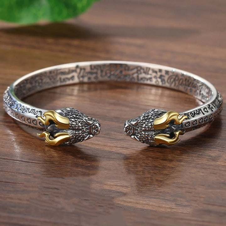 WorldNorse Verstellbares Armband mit Doppeldrachenkopf