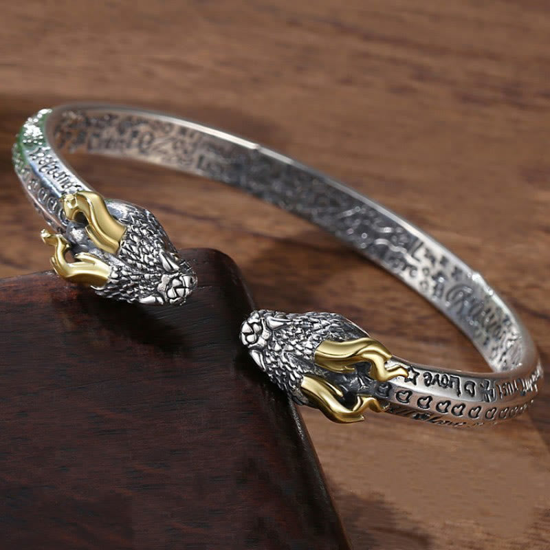 WorldNorse Verstellbares Armband mit Doppeldrachenkopf
