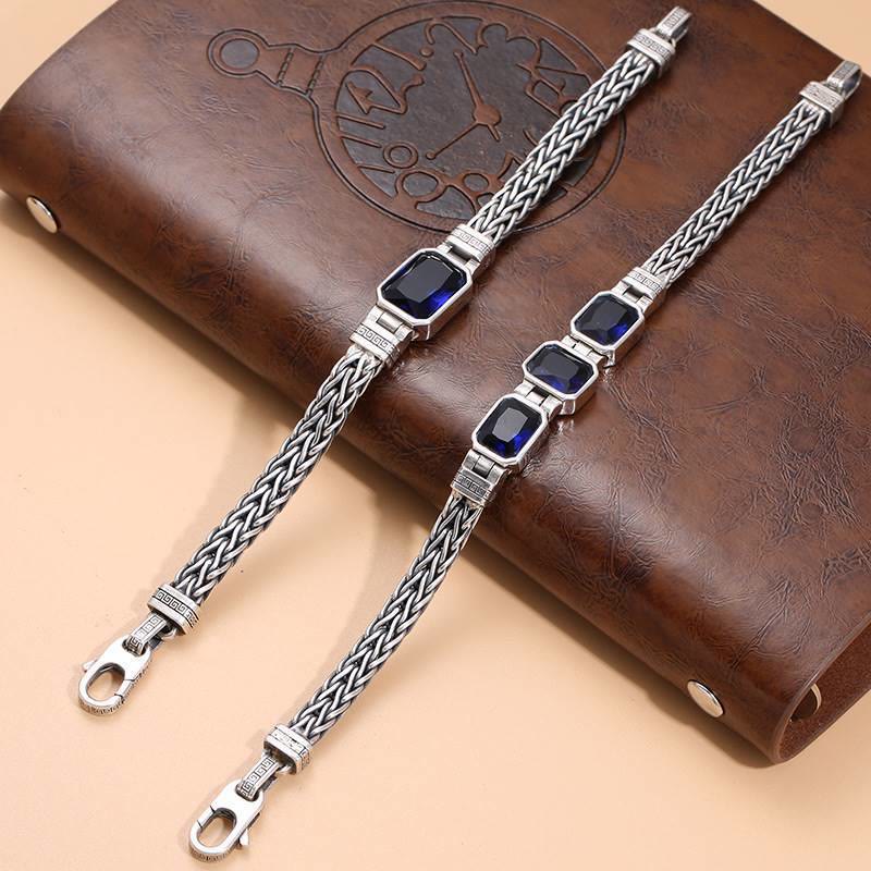 WorldNorse Retro Weizenkettenarmband mit eingelegten Edelsteinen