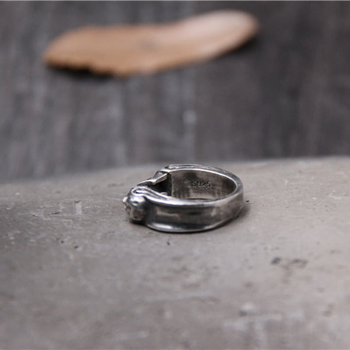 WorldNorse Punk Doppel-Totenkopf-offener Ring