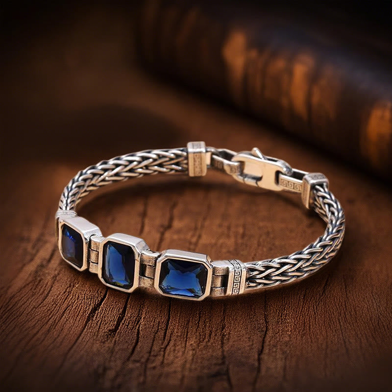 WorldNorse Retro Weizenkettenarmband mit eingelegten Edelsteinen