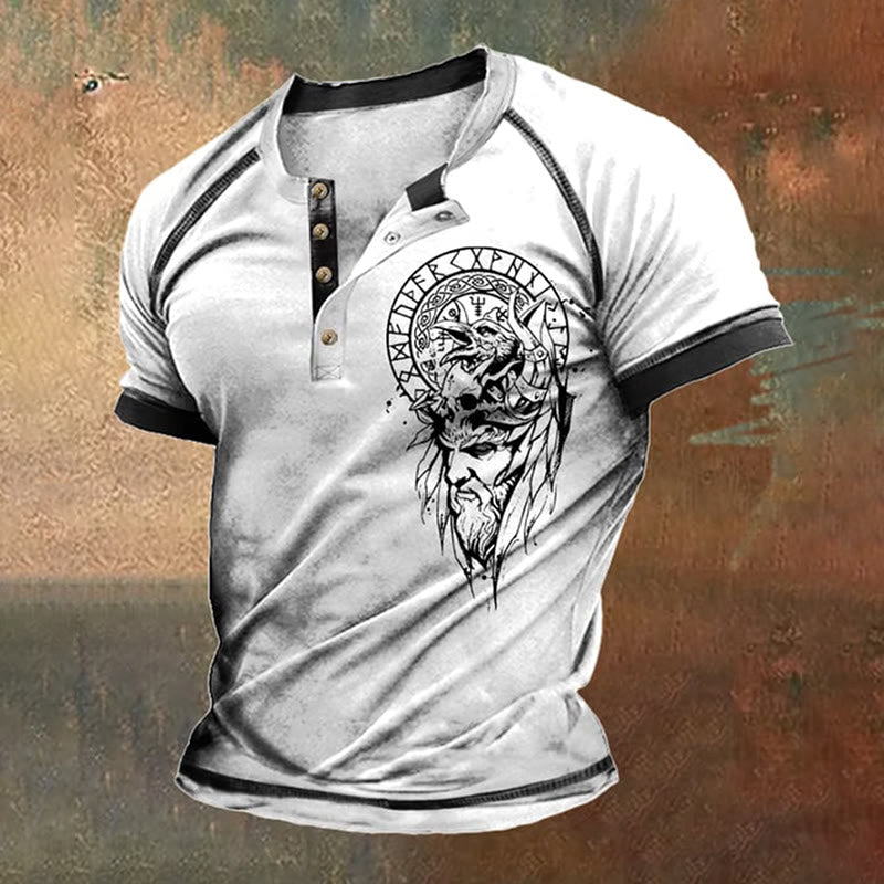 WorldNorse Vintage Kontrast Wikinger T-Shirt - Weiß - US/UK/AU50，EU60 (5XL) - image 0