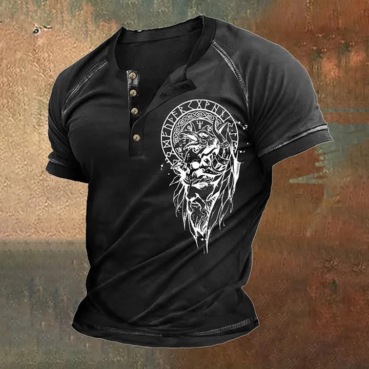 WorldNorse Vintage Kontrast Wikinger T-Shirt - Schwarz - US/UK/AU50，EU60 (5XL) - image 1