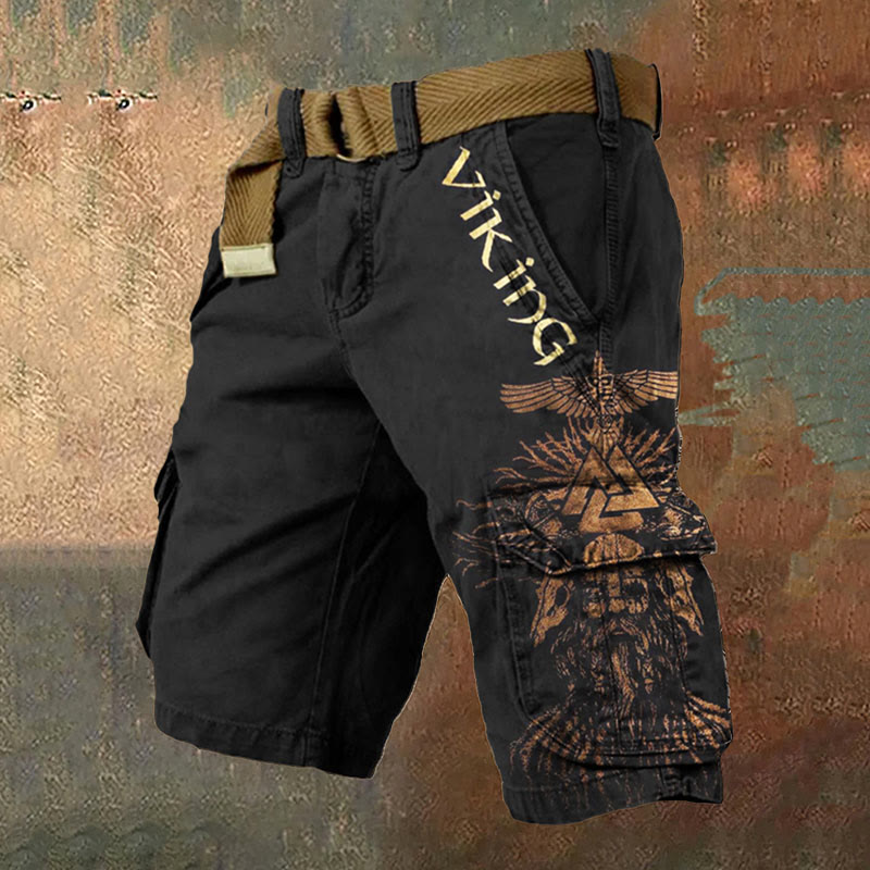 WorldNorse Raven -Cargo-Shorts mit Valknut von Yggdrasil - US/UK/AU50，EU60 (5XL) - image 0
