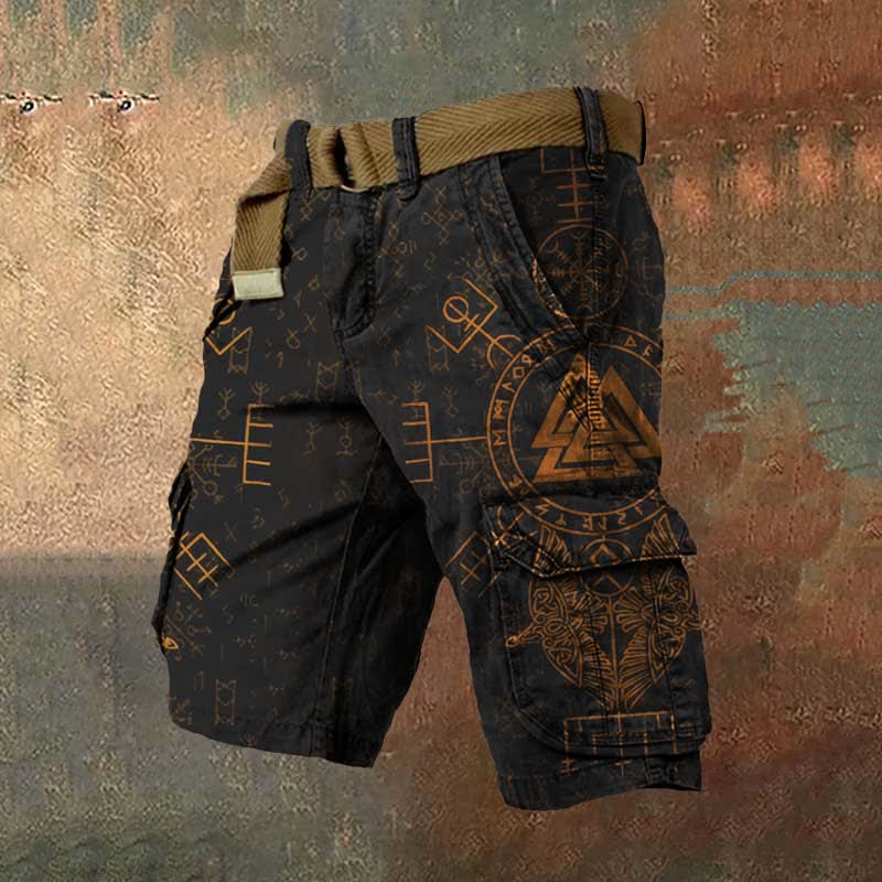 WorldNorse Viking Vegvisir Valknut Rune Cargo Shorts - US/UK/AU50，EU60 (5XL) - image 1