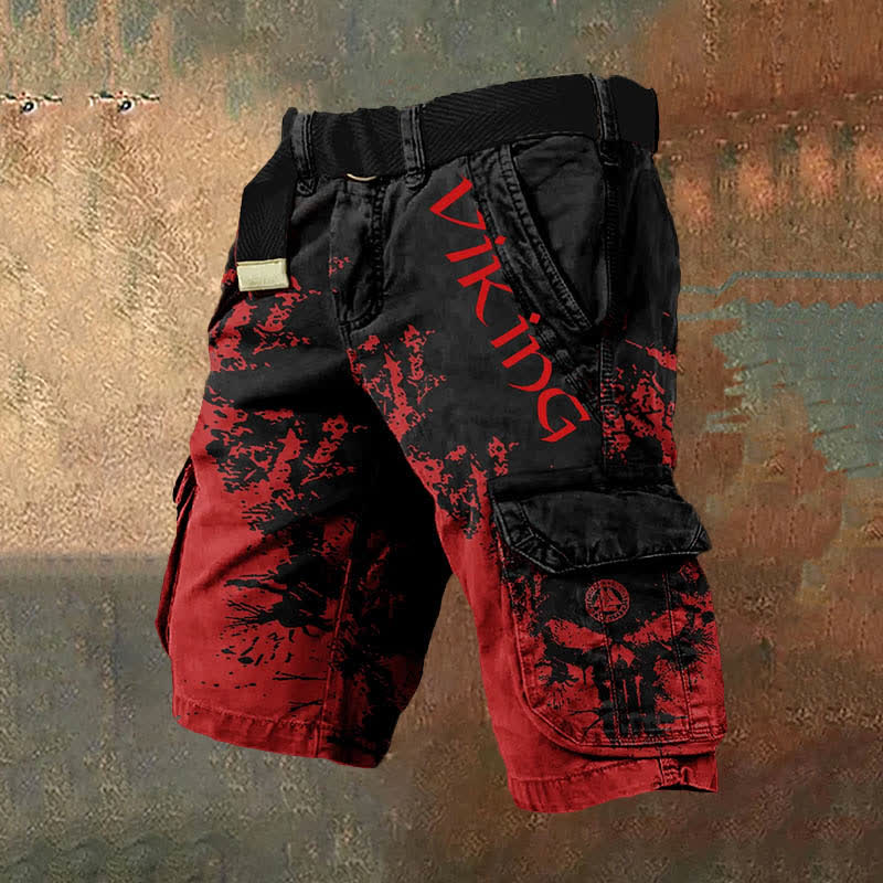 WorldNorse Wikinger Valknut Cargo Shorts - Schwarz Rot - US/UK/AU50，EU60 (5XL) - image 4