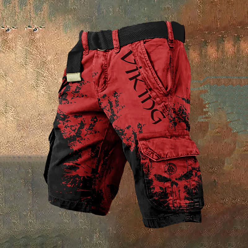 WorldNorse Wikinger Valknut Cargo Shorts - Rot Schwarz - US/UK/AU50，EU60 (5XL) - image 5