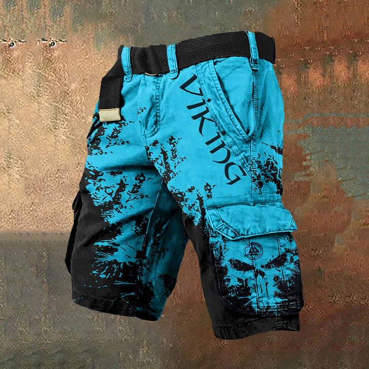 WorldNorse Wikinger Valknut Cargo Shorts - Cyan Schwarz - US/UK/AU50，EU60 (5XL) - image 9