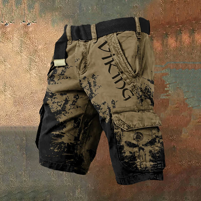 WorldNorse Wikinger Valknut Cargo Shorts - Braun Schwarz - US/UK/AU50，EU60 (5XL) - image 3