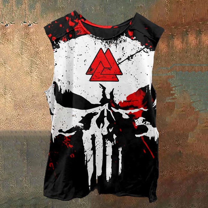 WorldNorse Viking Valknut Blutiger Totenkopf Weste