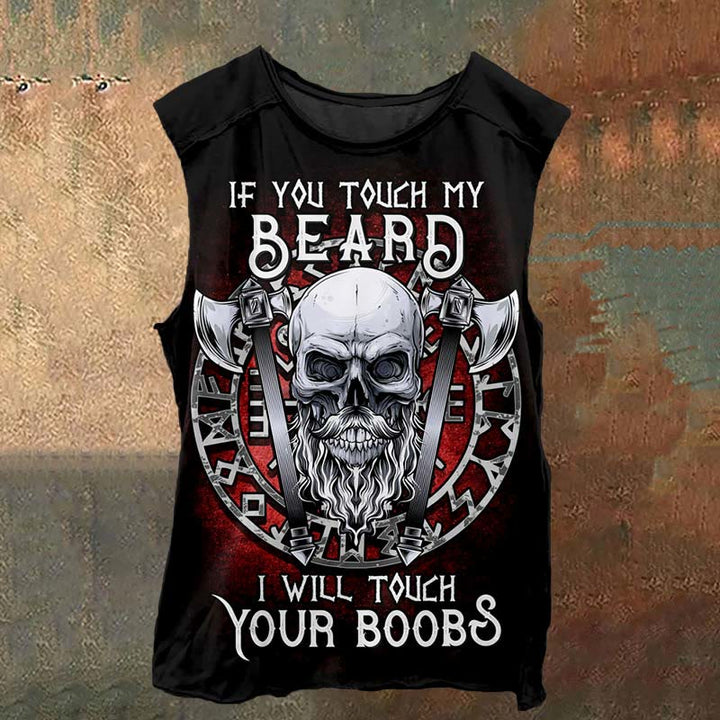 WorldNorse „If You Touch My Beard“-Totenkopfweste