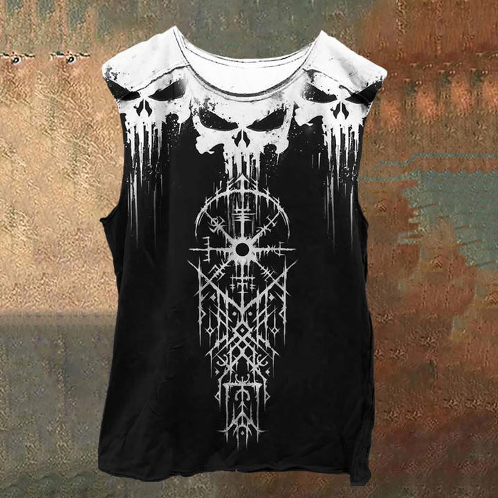 WorldNorse Vegvisir Totem Totenköpfe Kontrast Weste