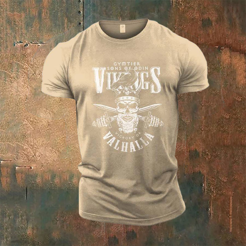 WorldNorse Vikings Victory oder Valhalla Grafik T-Shirt - Beige - US/UK/AU50，EU60 (5XL) - image 4
