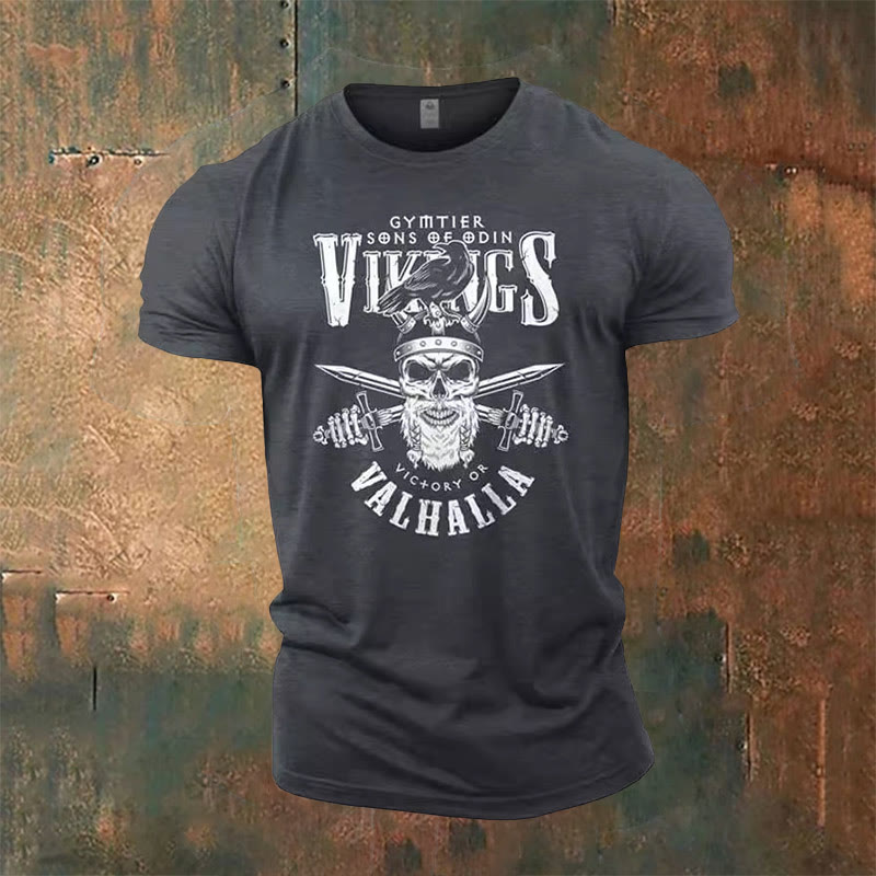 WorldNorse Vikings Victory oder Valhalla Grafik T-Shirt - Grau - US/UK/AU50，EU60 (5XL) - image 1