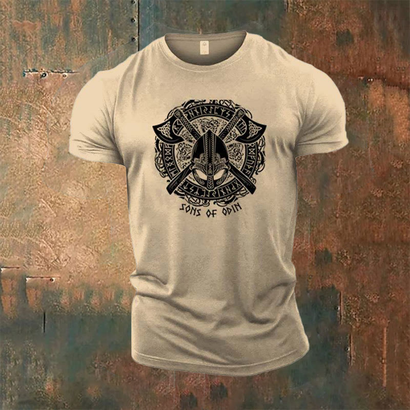 WorldNorse Wikinger Axt Söhne Odins T-Shirt - Beige - US/UK/AU50，EU60 (5XL) - image 0